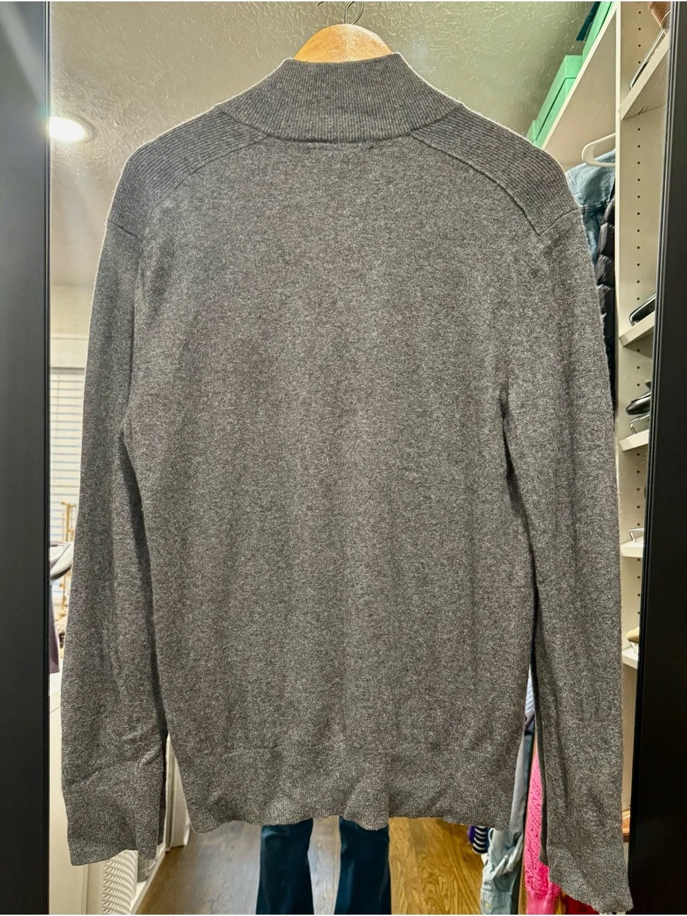 Banana Republic Men’s Gray Zip-Neck Sweater Merino Wool